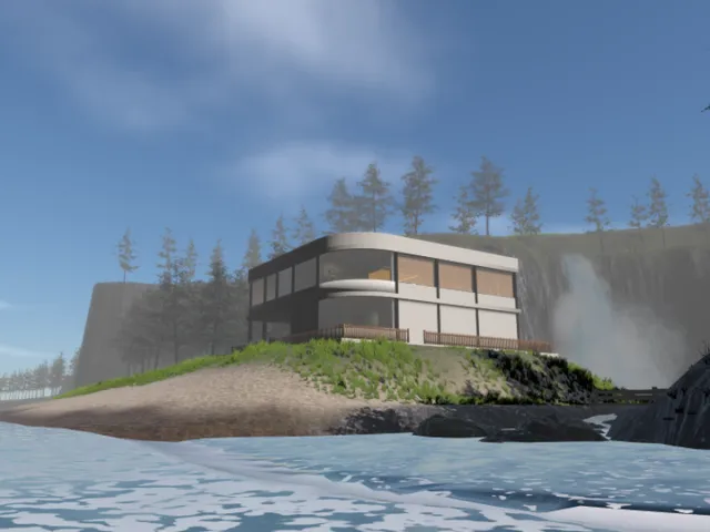 滝と海がやたら近い家