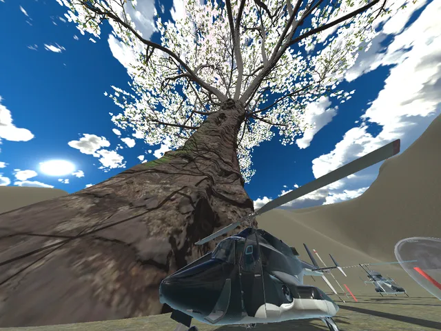 高ポリな桜の巨木とエアーウルフの為のワールド