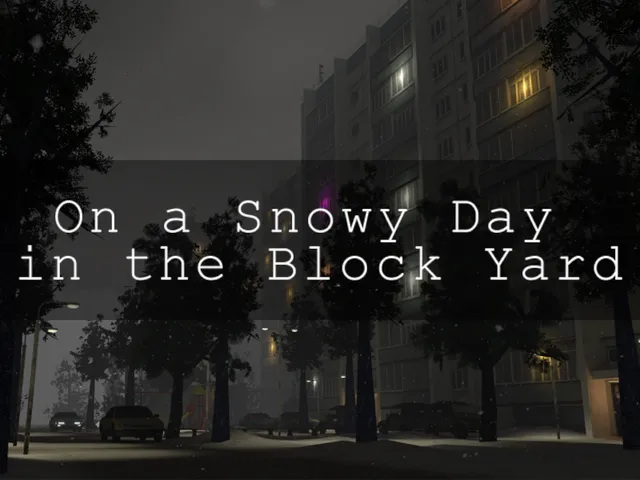 On a Snowy Day in the Block Yard