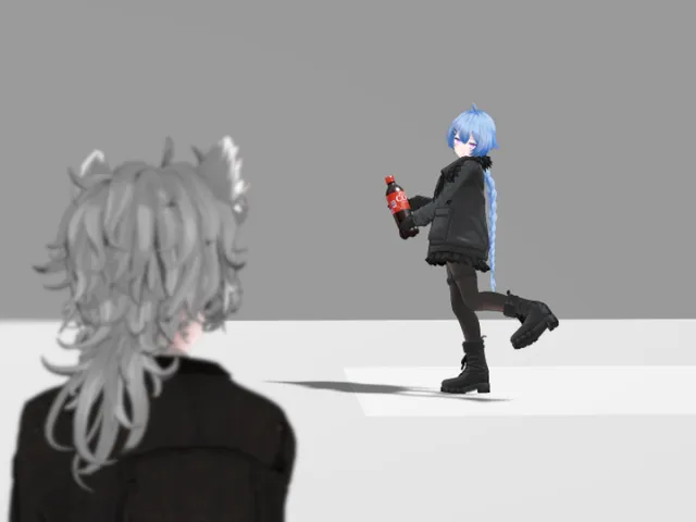 フレンドがコーラを振るだけ