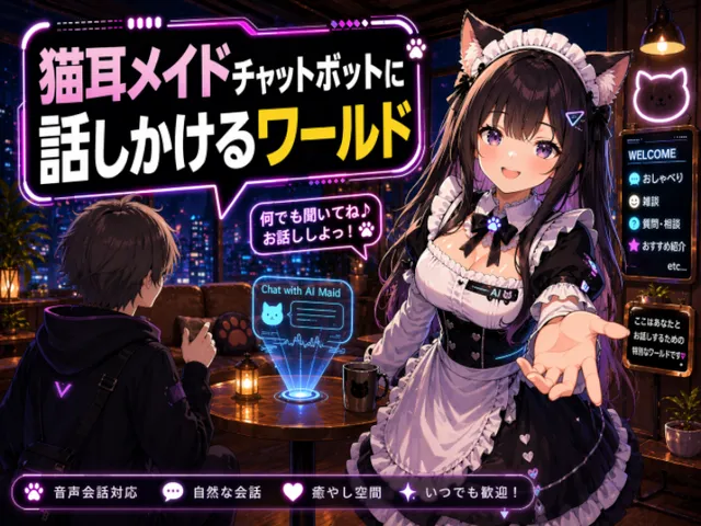 猫耳メイドチャットボットに話しかけるワールド