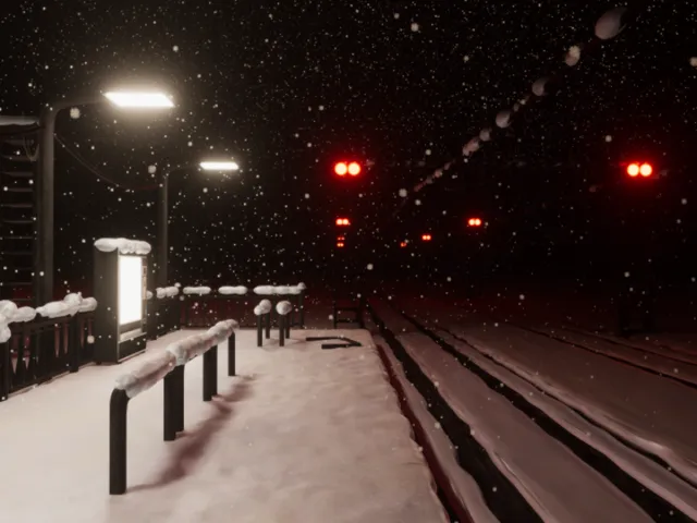 winter train station