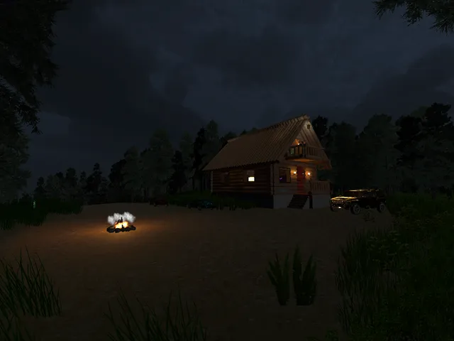 Log Cabin on Forest Mountains
