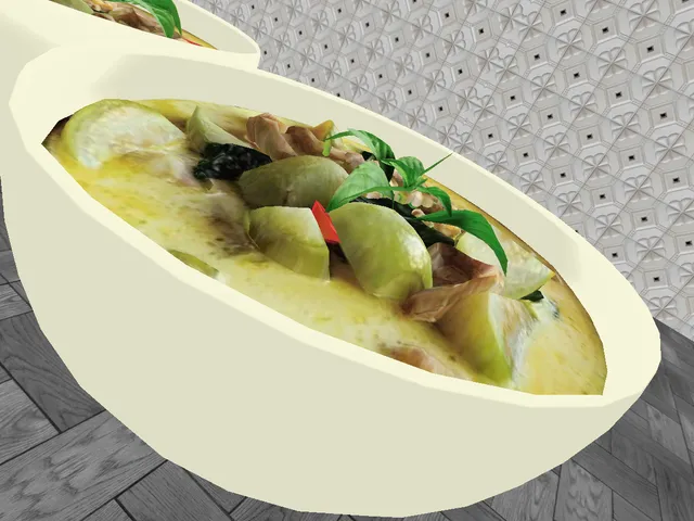 You're in a room while Hey Ya by Outkast slowed down plays in the distance with a questionable oversized bowl of green curry