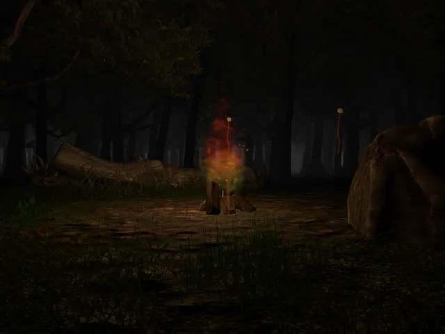 A fireplace in the woods