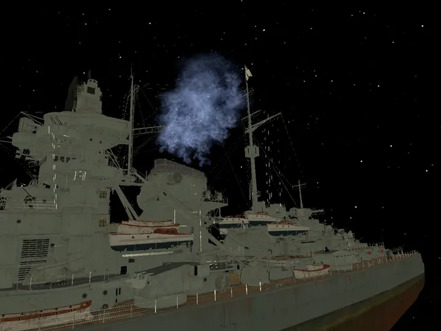 The Bismarck at night