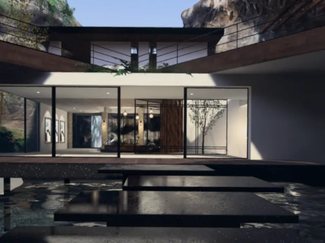 waterfall home