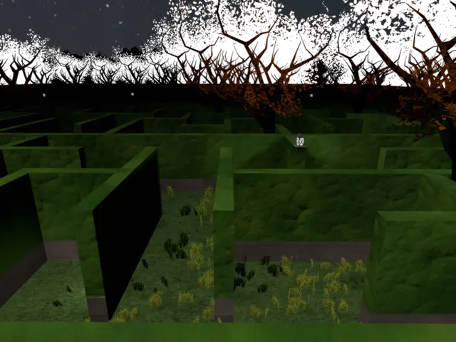 Simple Hedge Maze At Night