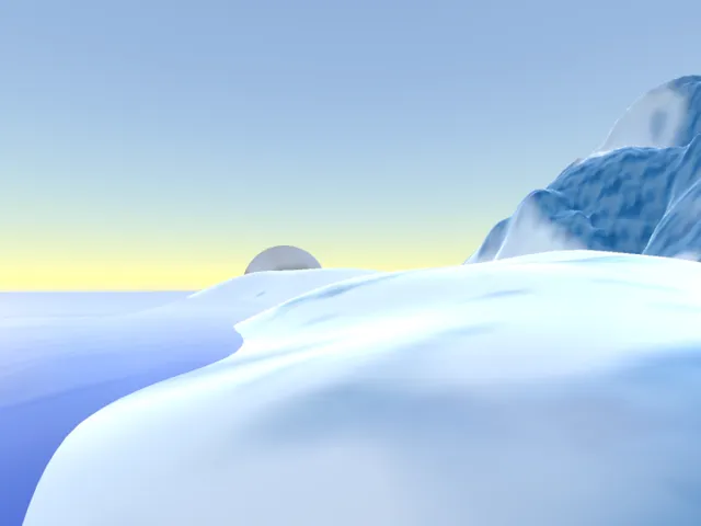 Snowy mountains and sea