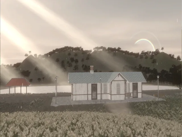 Rainy Station with Crepuscular Rays