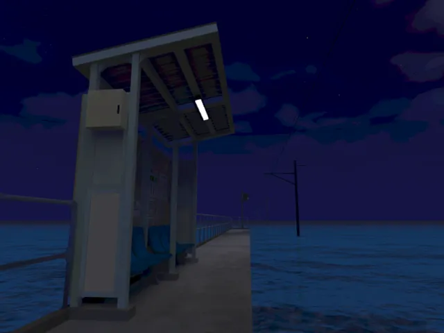 海に駅 夜 - A station in the sea ⁄ at night