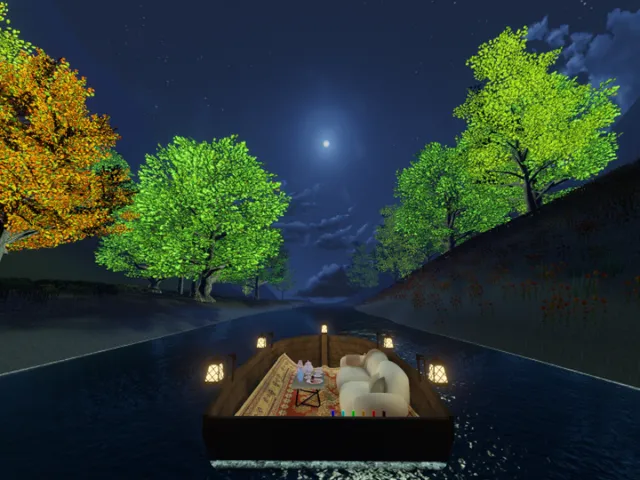 Boat on Forest River 森の小舟