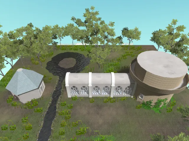 Tower with spiral staircase and Hexagonal room