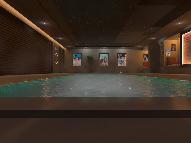 Pool's Open （A VRG indoor swimming pool map） （Primarily to be used for smaller events in which we consume various alcoholic beverages‚ or maybe not if you're sober‚ no pressure or anything dude just come and enjoy yourself bro）