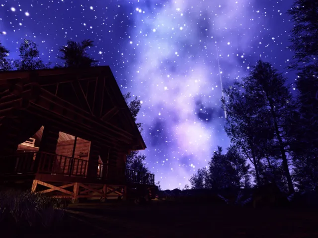 星降る夜のログハウス