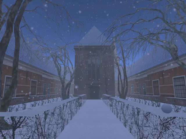 Snowy courtyard