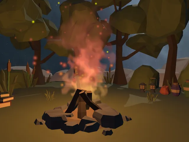 Low-Poly Cozy Campfire