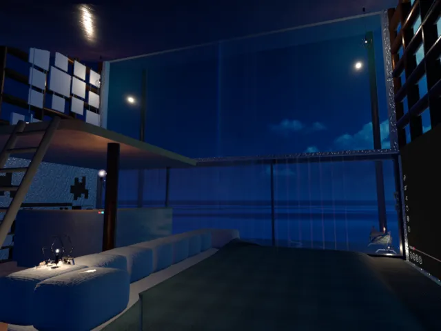 静かな夜の海の上で