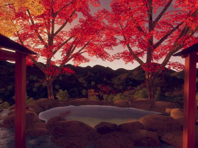 秋の夕方山見温泉 Yamami Hot Spring （Autumn Evening）