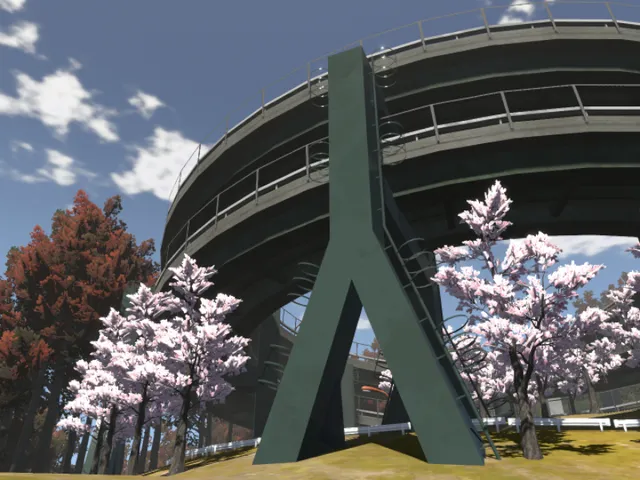 ループ橋の下で