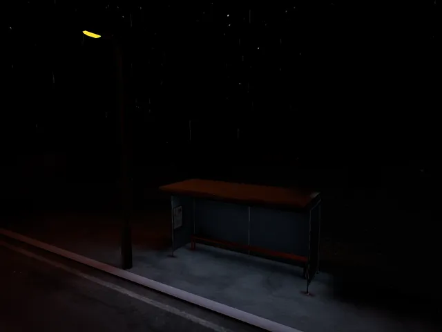 Rainy bus stop